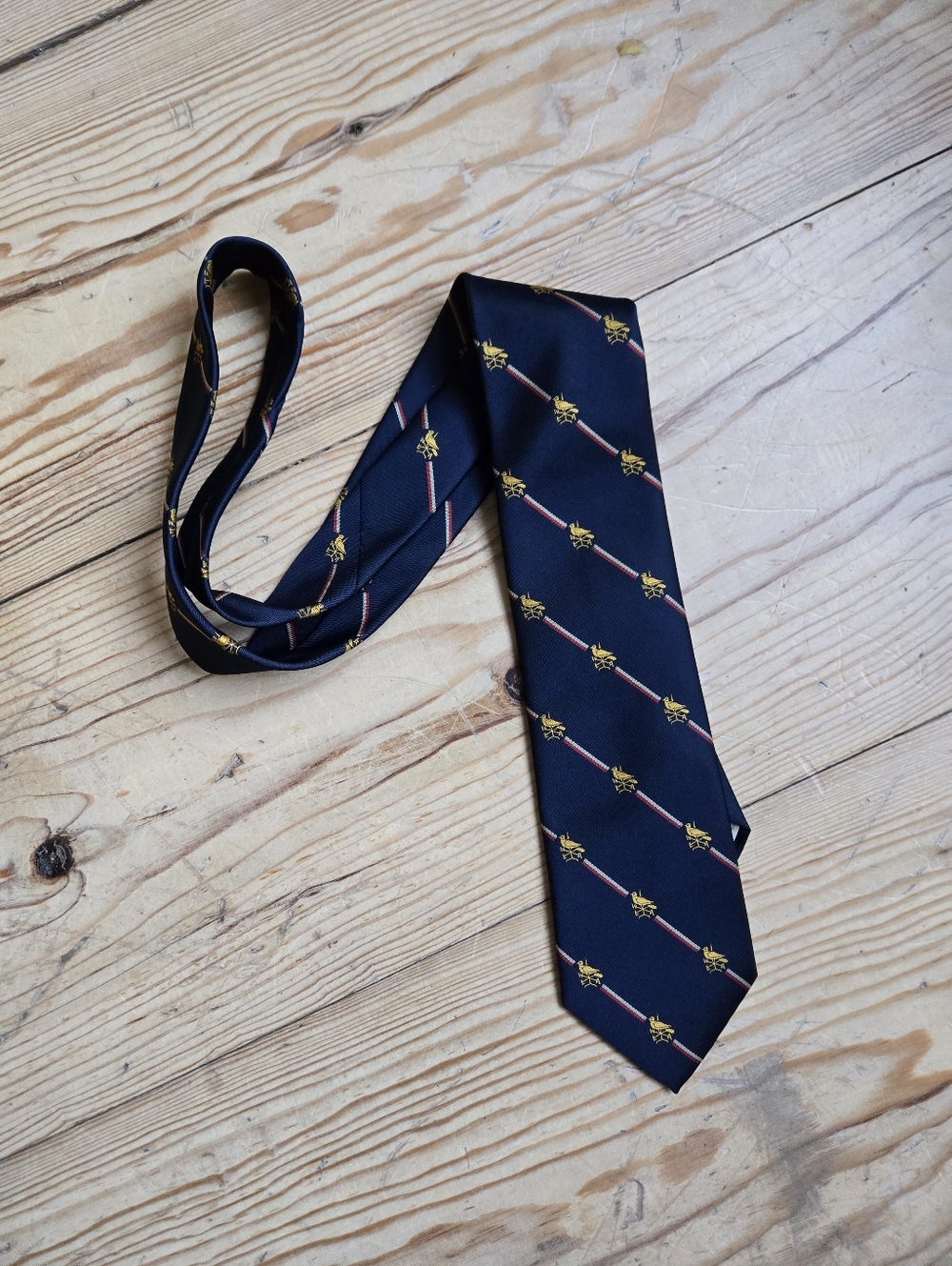 Frame Navy Bird Print Stripe Tie Classic Mens